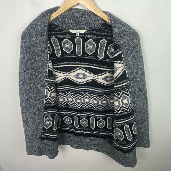 Revolve BB Dakota‎ Grey Knit Open Front Cardigan Size XS Sweater Boho Fair Isle - Picture 7 of 11